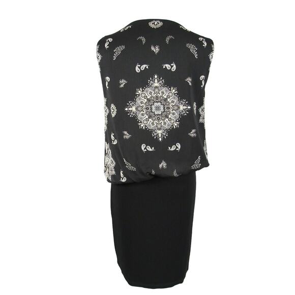 MNG Blouson Dress Knee Length Drop Waist Boat Neck Sleeveless Black Size Medium - Picture 2 of 7